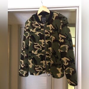 Sanctuary Size SMALL Camo Teddy Coat Bomber Jacket